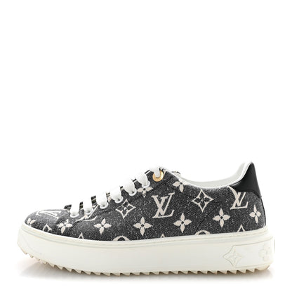 Louis Vuitton Denim Monogram Women's Time Out Sneakers 38 Dark Blue
