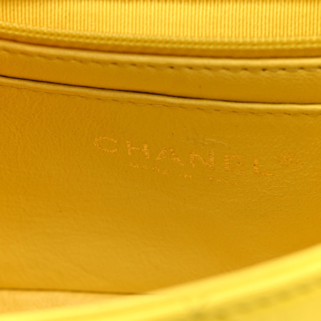 Chanel Lambskin Quilted Mini Rectangular Flap Bag Yellow