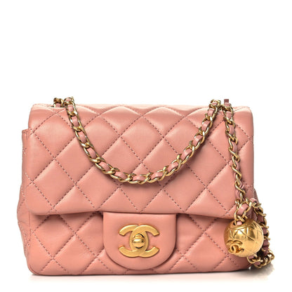 Mini Quilted Lambskin Flap Shoulder Bag - Pink
