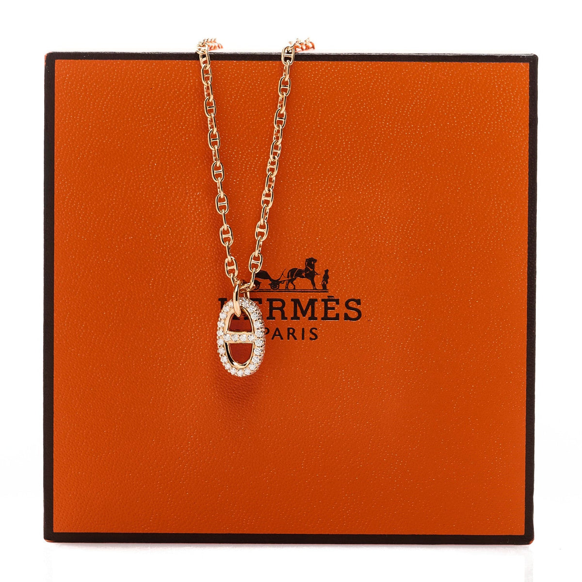 18K Rose Gold Diamond PM New Farandole Pendant Necklace ST