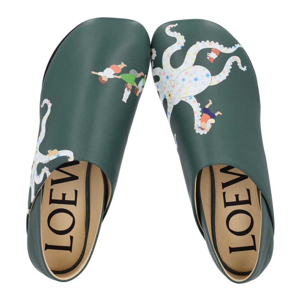Loewe Shiny Calfskin Women's x Suna Fujita Octopus Loafers 36 Vetiver