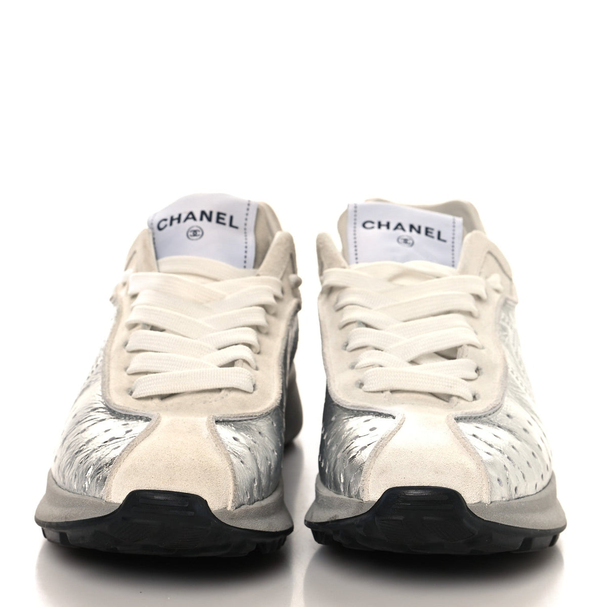 Chanel Laminated Calfskin Suede CC Women's Shoes