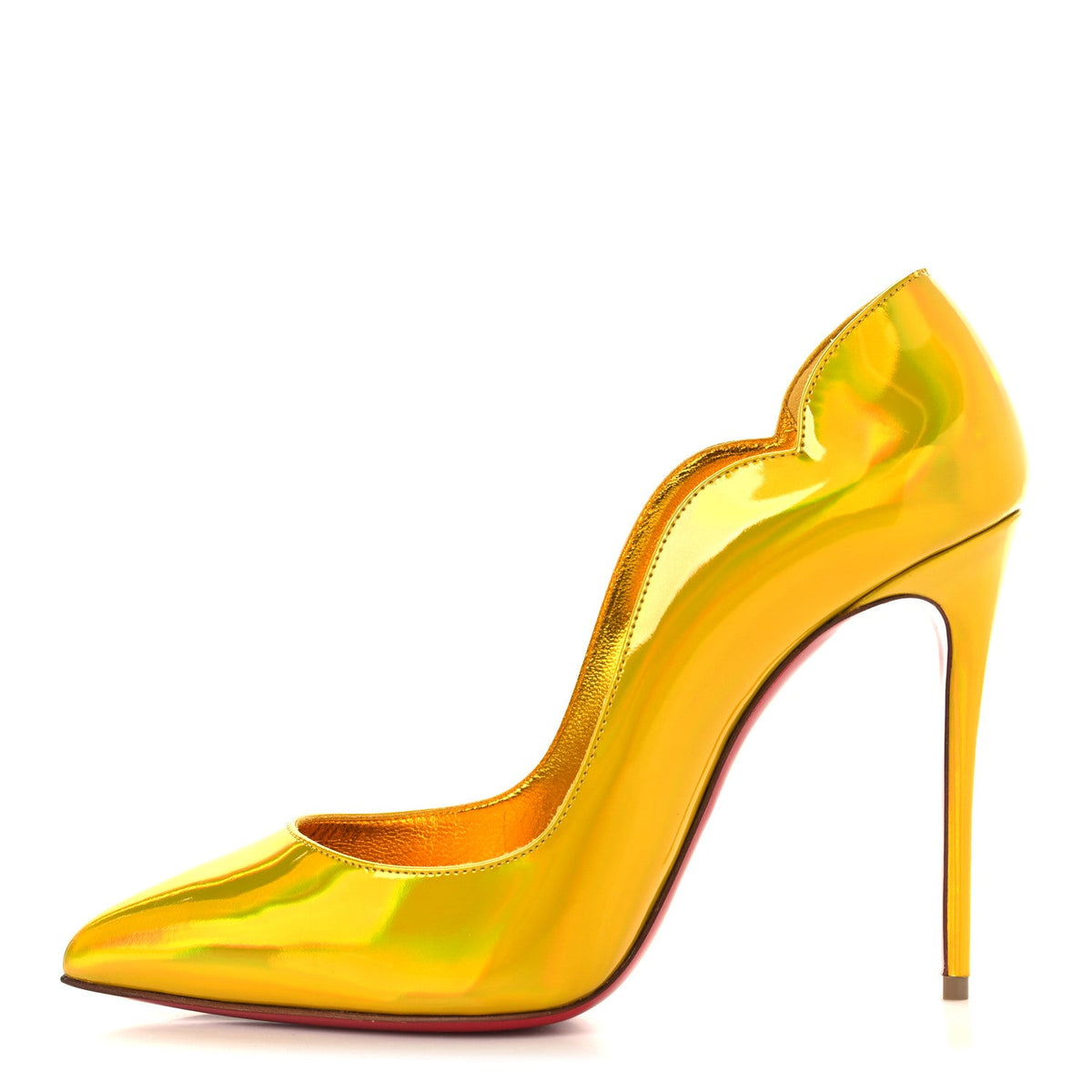 Metallic Patent Hot Chick Pumps Yellow