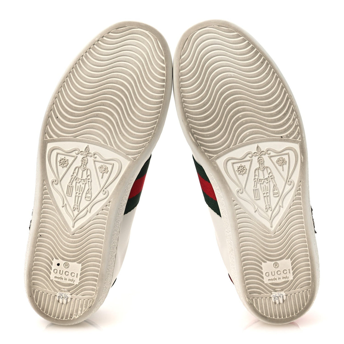 Gucci Calfskin Web Studded Women's Arrow Ace Sneakers 35.5 White