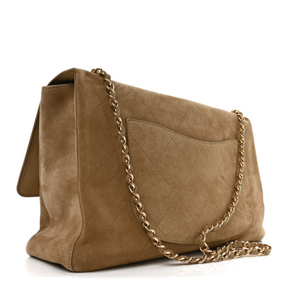 Maxi Calfskin Suede Flap Shoulder Bag