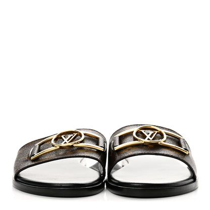 Louis Vuitton Patent Monogram Women's Lock It Flat Mules 39