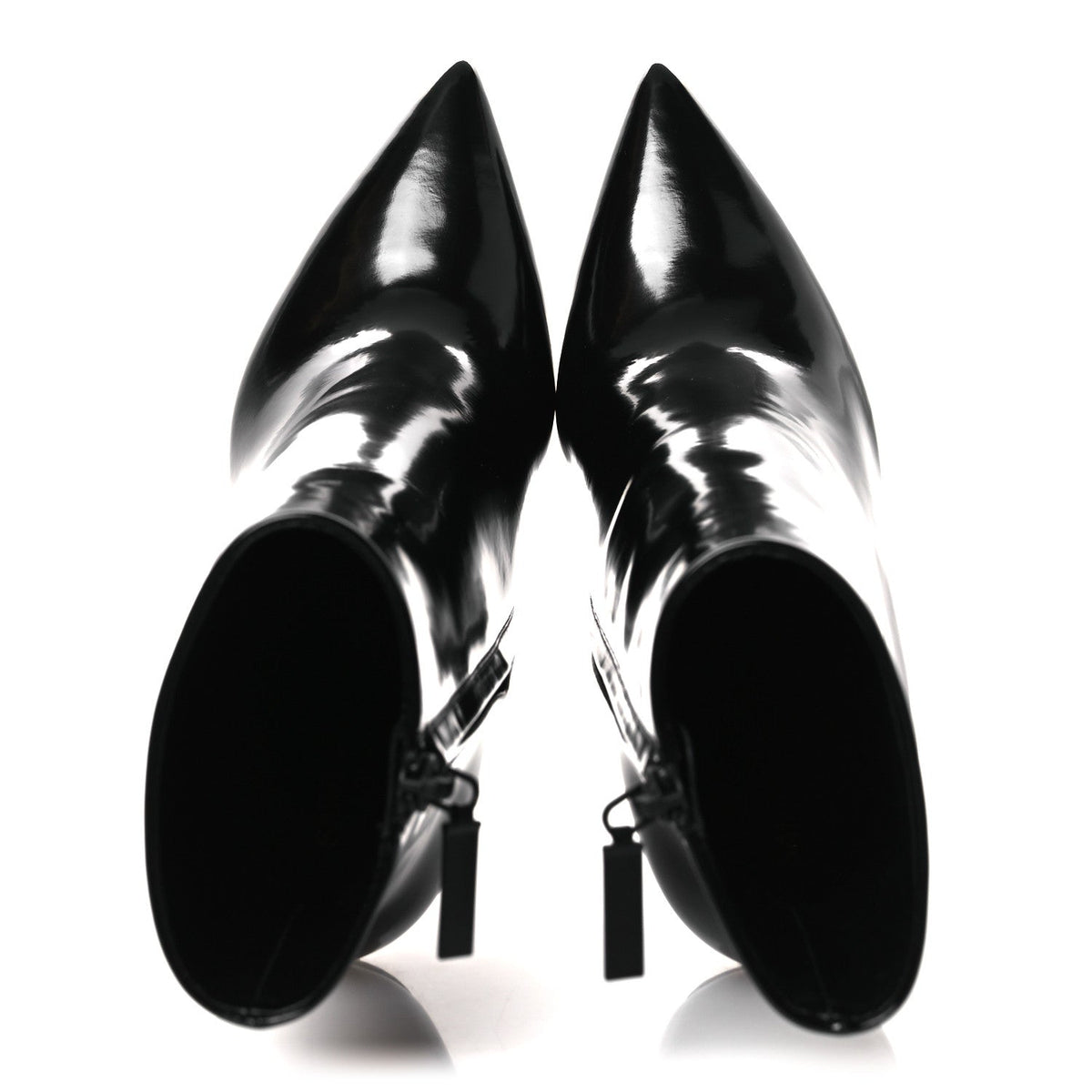 Saint Laurent Glazed Calfskin Women's Opyum Ankle Boots 36 Black