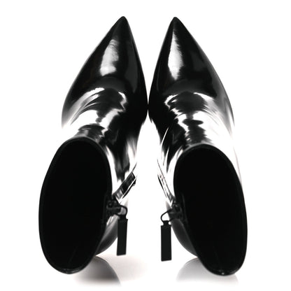 Saint Laurent Glazed Calfskin Women's Opyum Ankle Boots 36 Black
