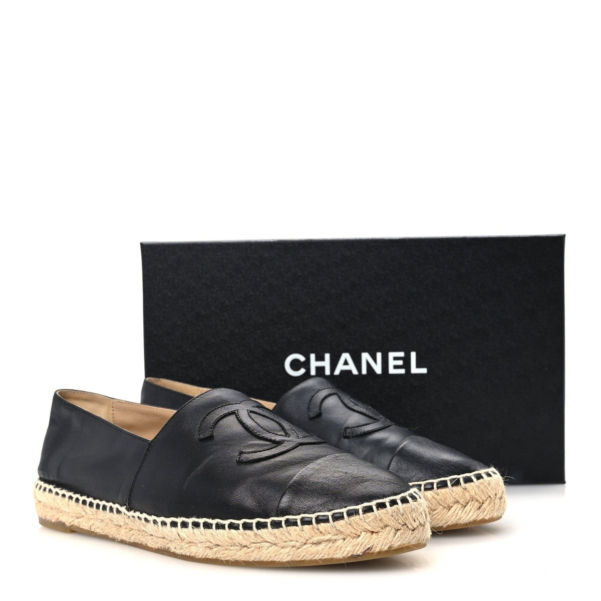 Chanel Lambskin Women's CC Espadrilles 39 Black