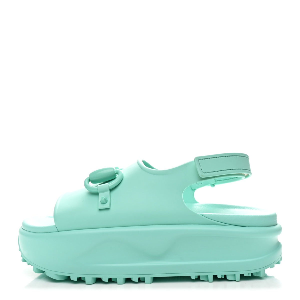Gucci Rubber Isla Women's Sandals 37 Teal Cyan