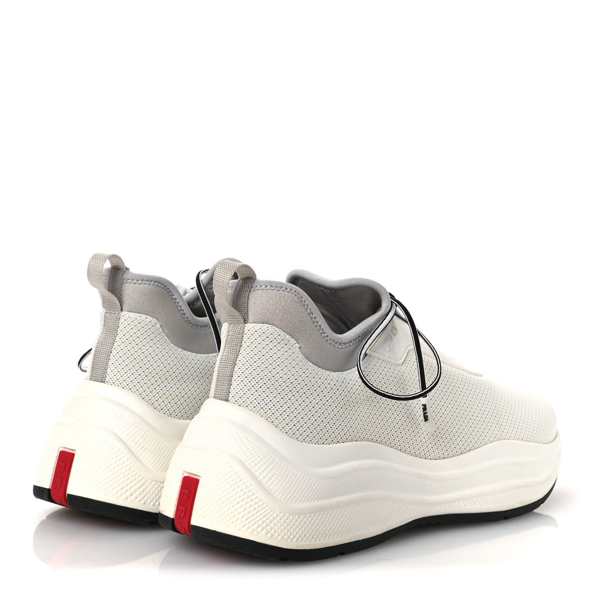 Prada Mesh Neoprene Women's America's Cup 45mm Sneakers 37.5 White Alluminio