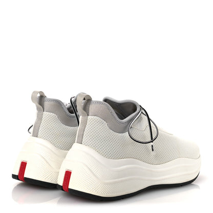 Prada Mesh Neoprene Women's America's Cup 45mm Sneakers 37.5 White Alluminio