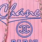Chanel Canvas Calfskin Striped Large Deauville Tote Pink Blue