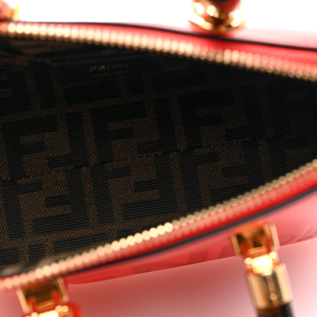 Fendi Vitello King Logo Embossed Mini By The Way Top Handle Bag Papavero