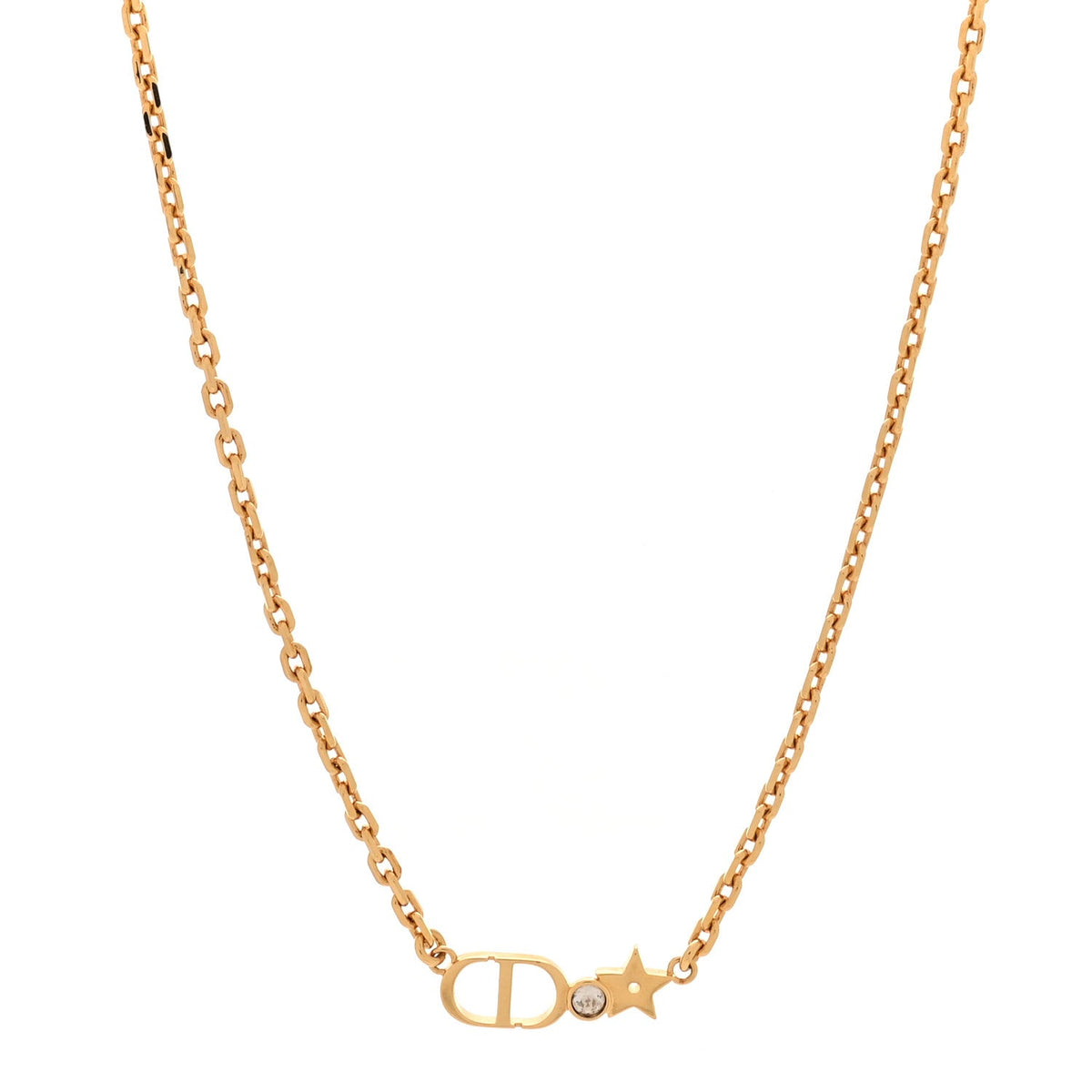 Christian DiorCrystal Star CD Necklace Gold