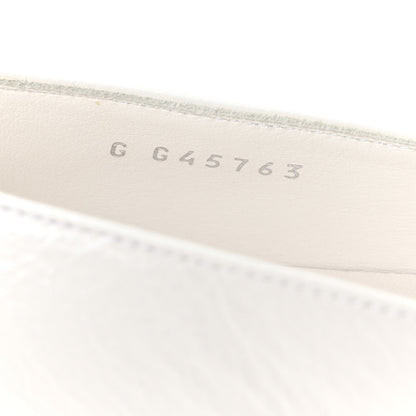 Chanel Lambskin Grosgrain Women's Pearl Mary Janes Flats 37.5 White Black