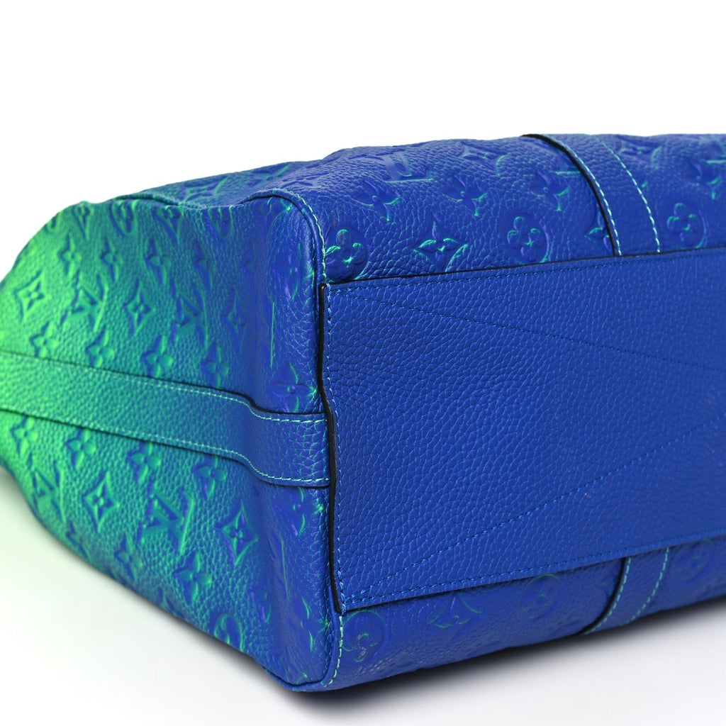 Louis Vuitton Taurillon Illusion Keepall Tote Bleu Vert