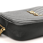 Saint Laurent Grain De Poudre Matelasse Monogram Mini Lou Camera Bag Black