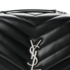 Saint Laurent Calfskin Y Quilted Monogram Medium Loulou Chain Satchel Black
