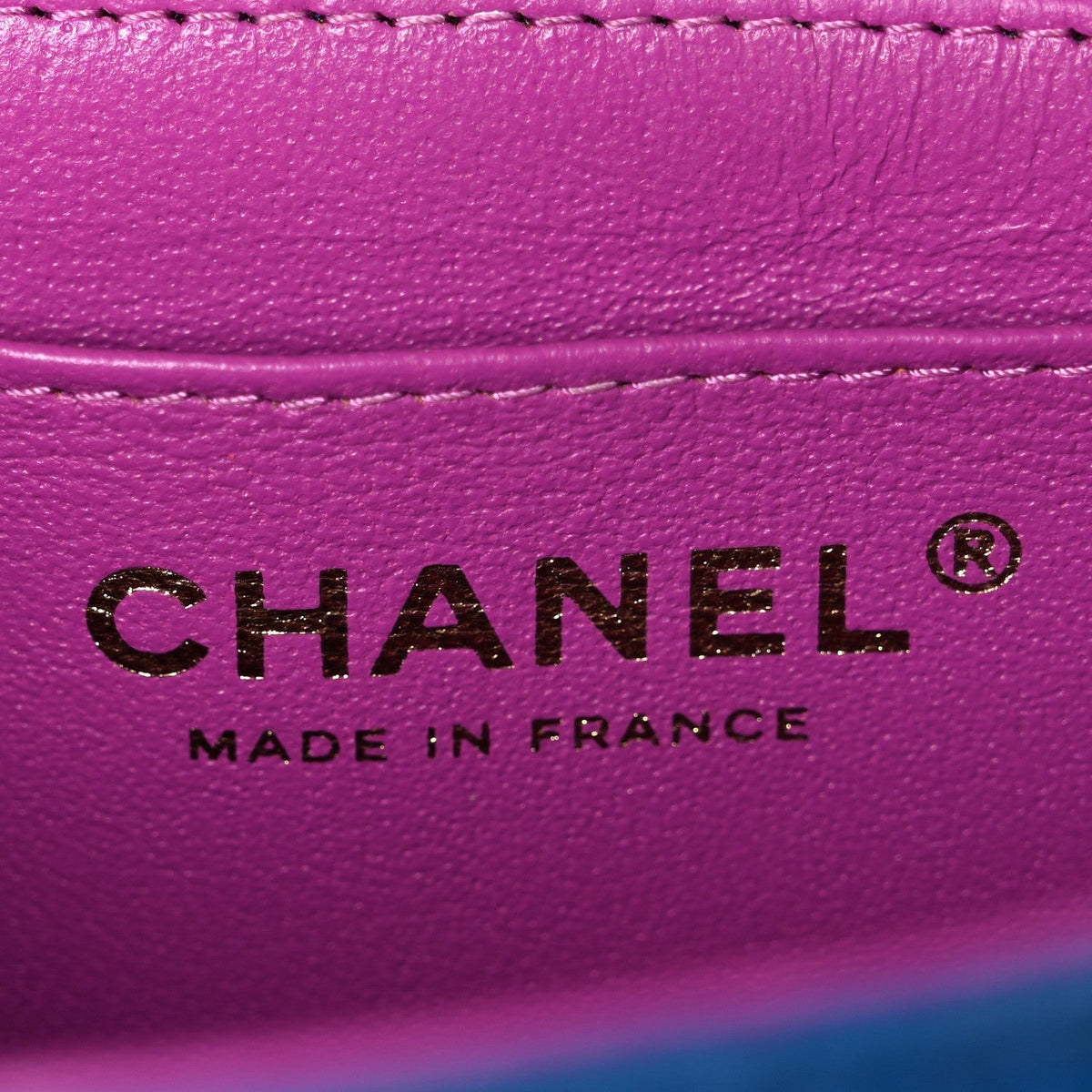 Chanel Lambskin Quilted Mini Rectangular Flap Blue Purple