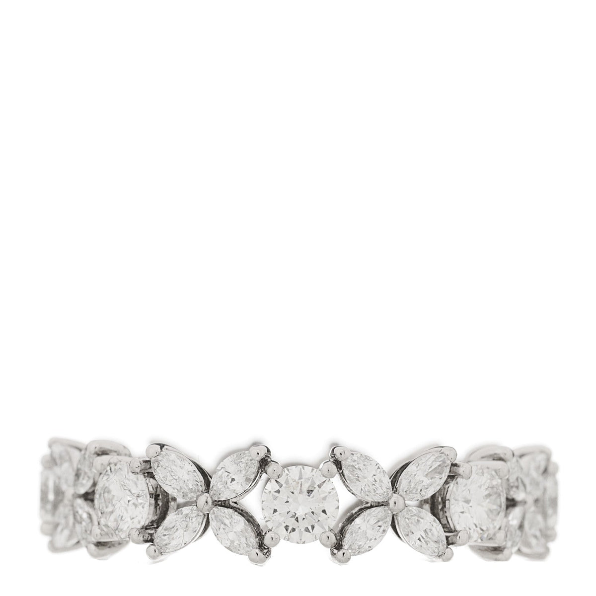 Platinum Diamond Victoria Alternating Band Ring 56 7.75