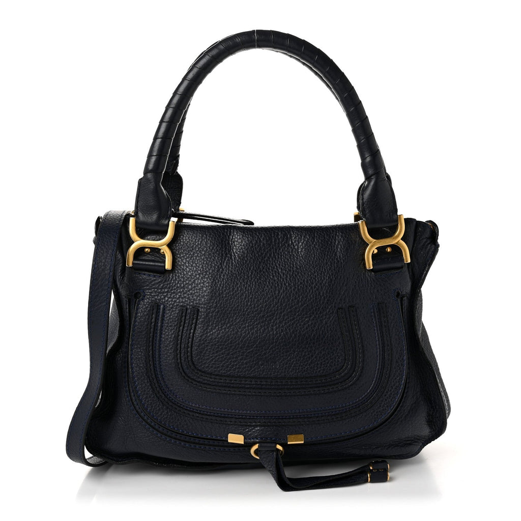 Chloe Calfskin Medium Marcie Satchel Royal Navy