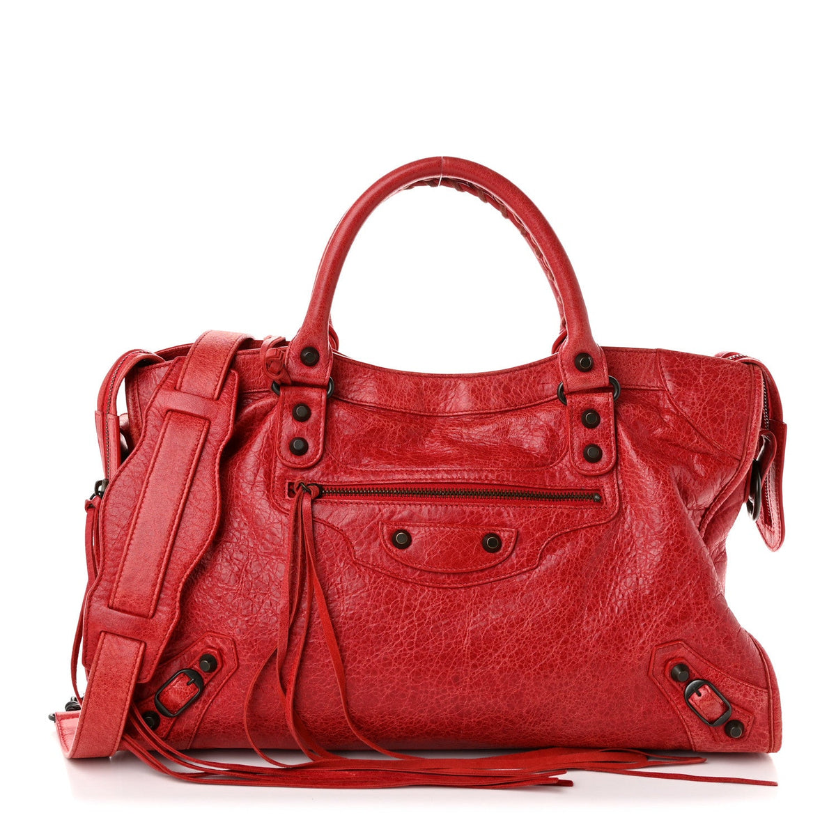 Agneau Classic Hardware City Rouge Coque Handbag