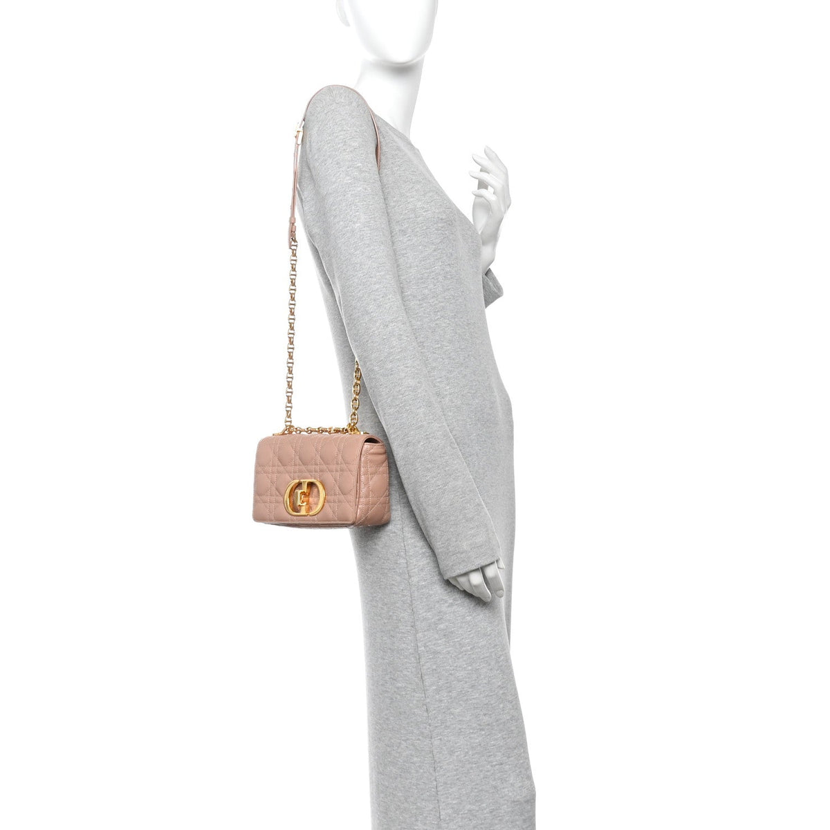 Christian Dior Calfskin Cannage Small Caro Bag Rose De Vents