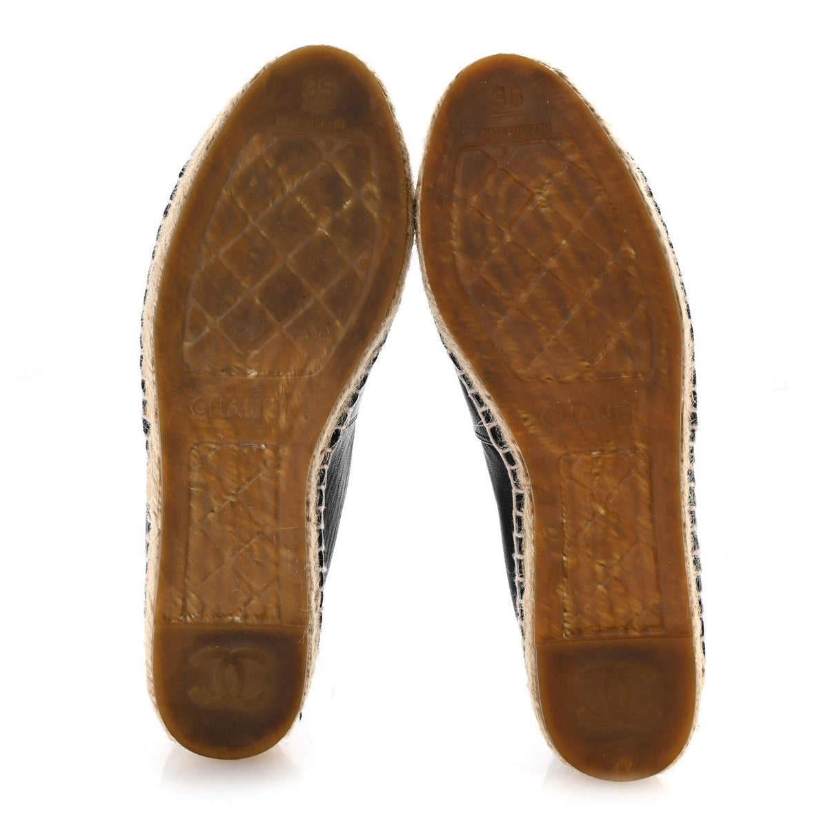 Chanel Lambskin Women's CC Espadrilles 38 Black