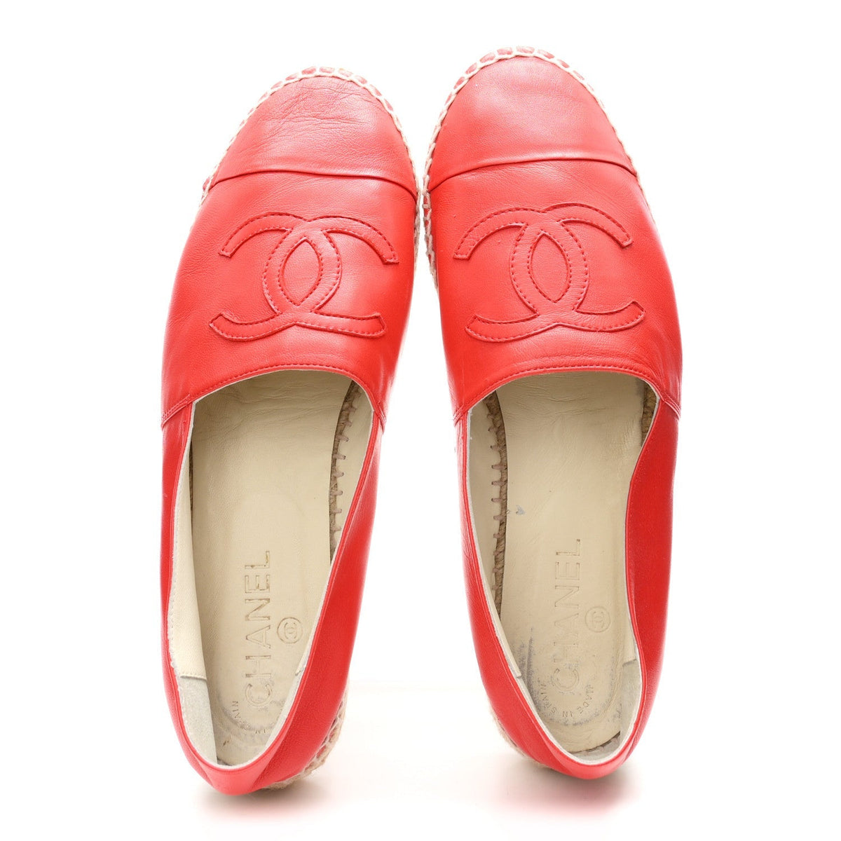 Chanel Lambskin CC Women's Espadrilles 41 Red