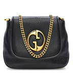 Gucci Pebbled Calfskin Small 1973 Chain Shoulder Bag Black