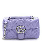 Gucci Lambskin Matelasse Small GG Marmont Shoulder Bag Lapis