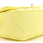 Chanel Lambskin Quilted Mini Chain Top Handle Rectangular Flap Light Yellow