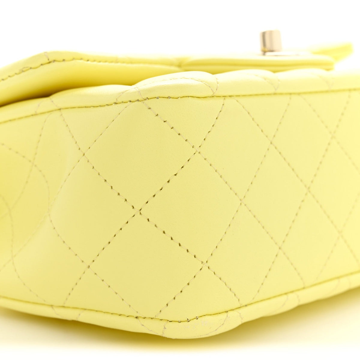 Chanel Lambskin Quilted Mini Chain Top Handle Rectangular Flap Light Yellow