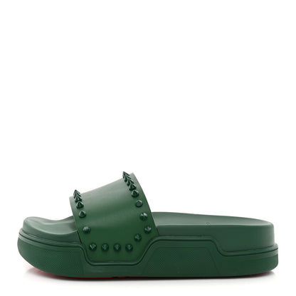 Christian Louboutin Calfskin Women's Pool Fun Slide Sandals 35 Green