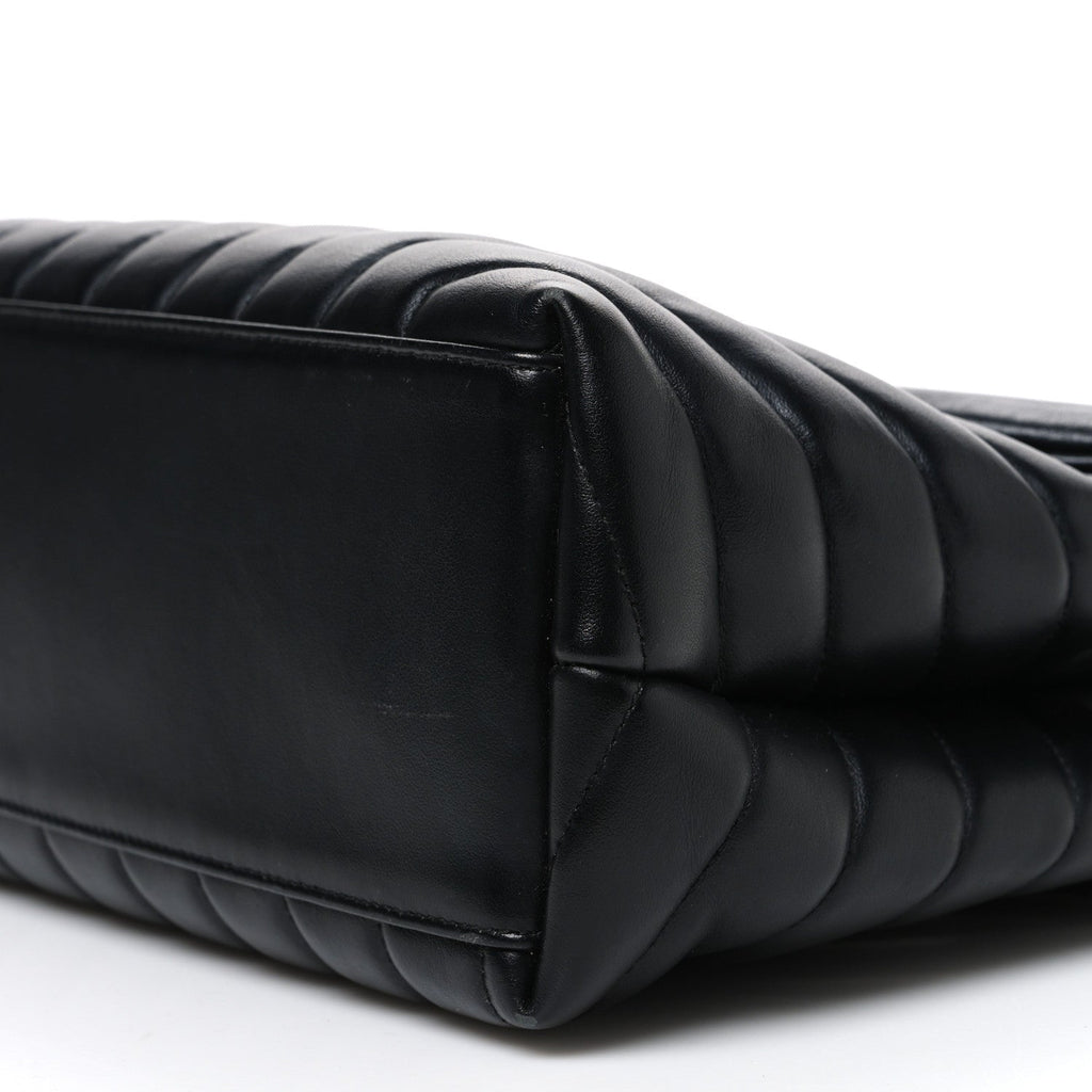 Saint Laurent Calfskin Y Quilted Monogram Medium Loulou Chain Satchel Black