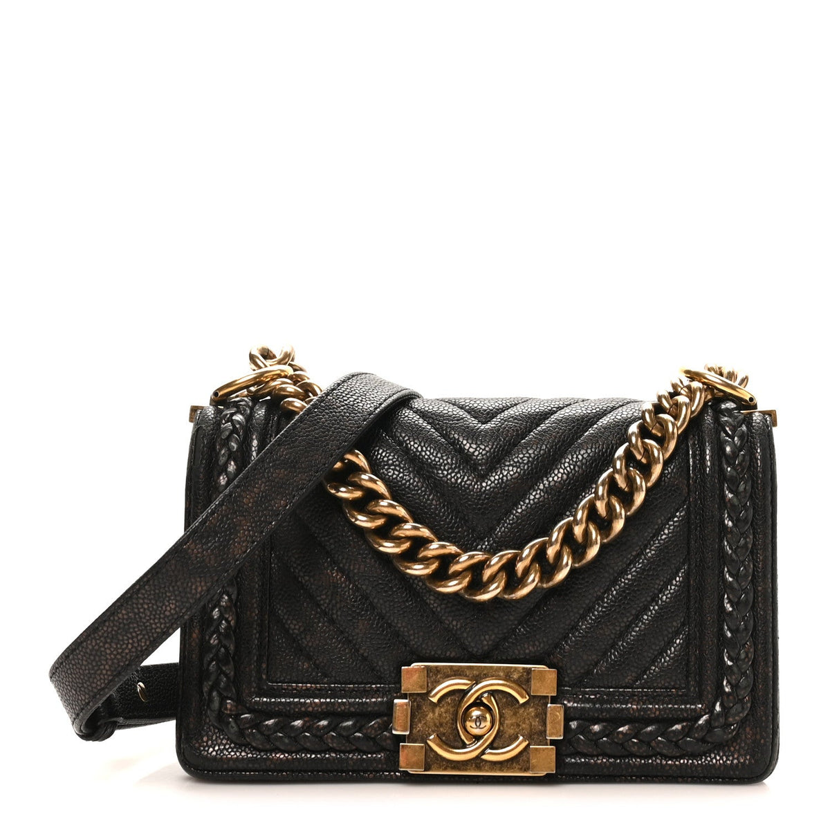 Small Calfskin Flap Shoulder Bag - Brown
