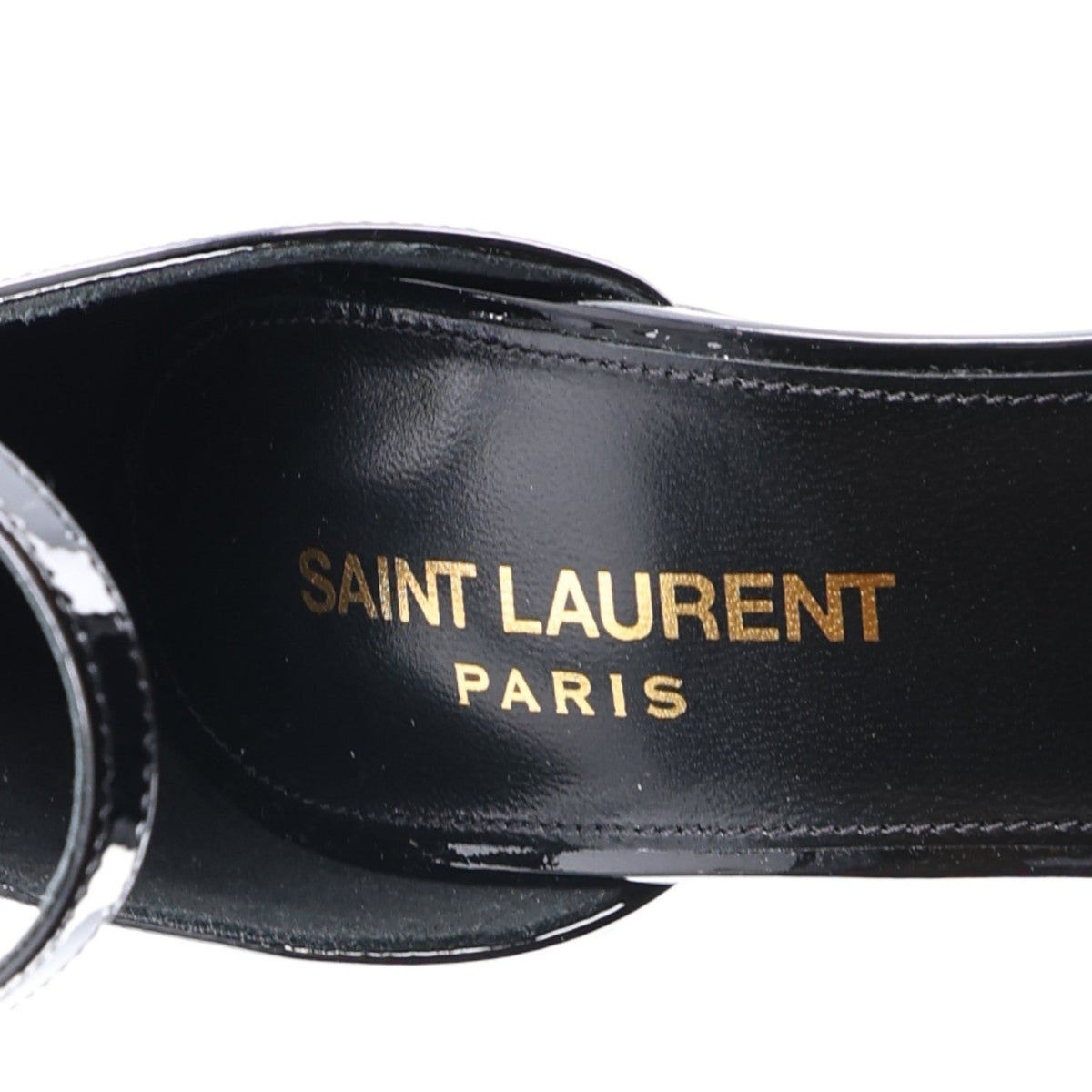 Saint Laurent Patent Calfskin Women's Opyum 110 Sandals 35 Black Gold