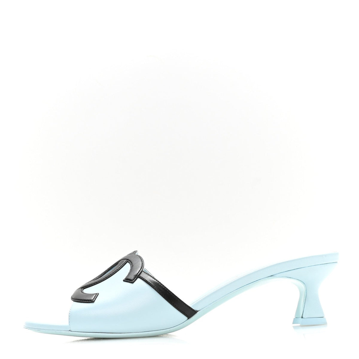Lambskin CC Cutout Mules Blue Black