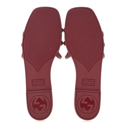 Gucci Rubber Women's Interlocking G Slide Sandals 39 Rosso Ancora