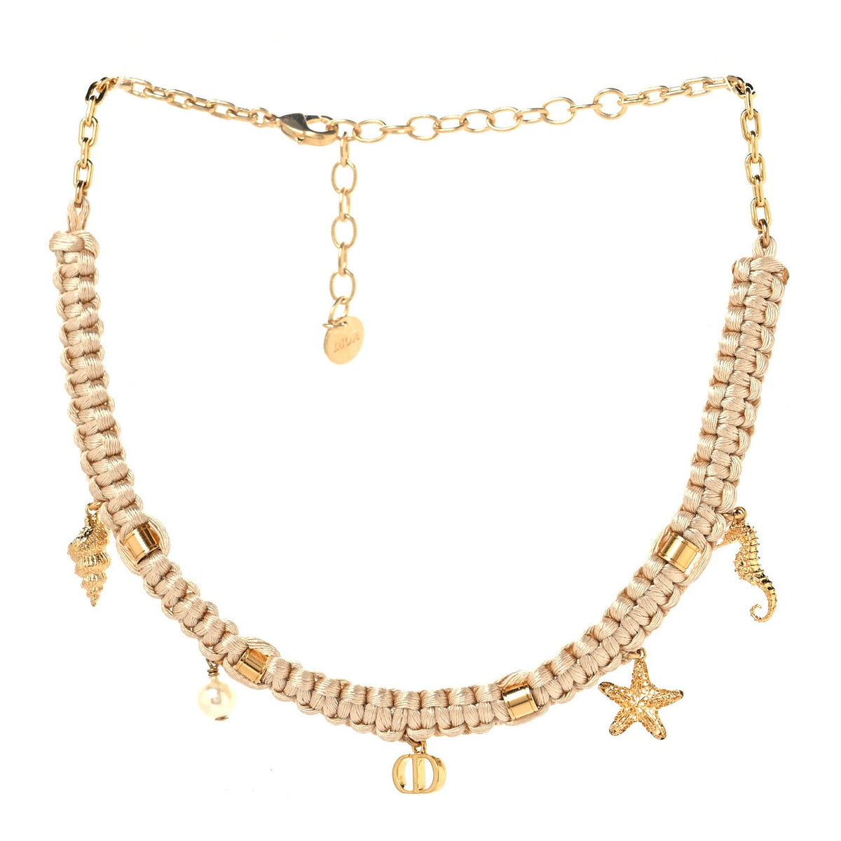 Christian DiorMetal Polyester Cabinet D'été Choker Gold Beige