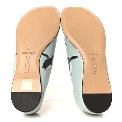 Loewe Goatskin Women's Suna Fujita Penguin Toy Slippers 36 Blue Iceberg