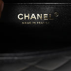 Chanel Lambskin Quilted Mini Top Handle Rectangular Flap Black