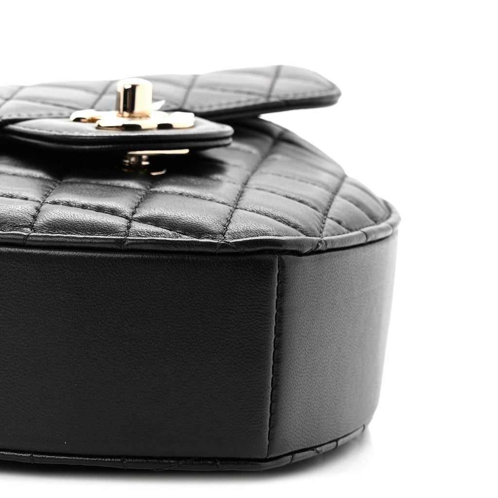 Chanel Lambskin Quilted Large CC In Love Heart Bag Black