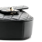 Chanel Lambskin Quilted Large CC In Love Heart Bag Black