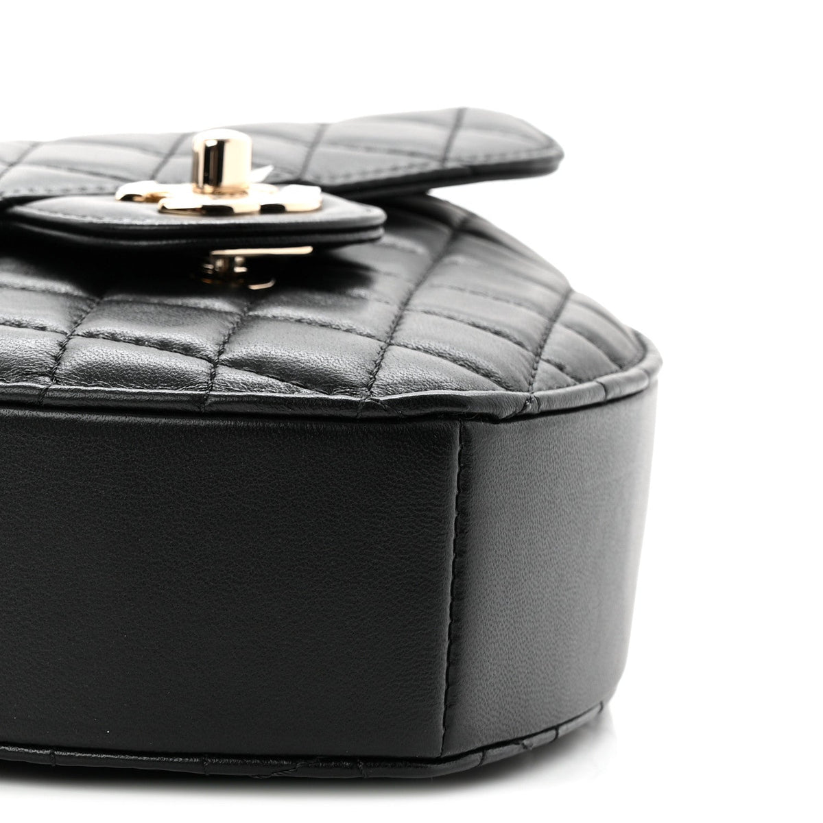 Chanel Lambskin Quilted Large CC In Love Heart Bag Black