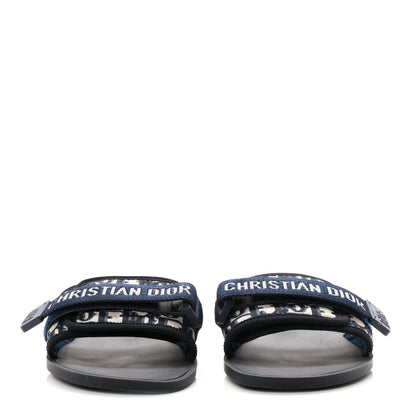 Christian Dior Nylon Women's Oblique Dio(r)evolution Slide Sandals 39 Deep Blue