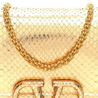 Valentino Garavani Metallic Snakeskin Vlogo Mini Shoulder Bag Gold