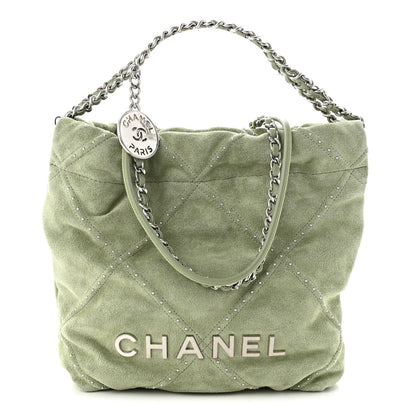 Mini Quilted Suede Handbag - Light Green
