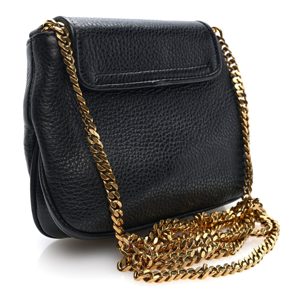 Gucci Pebbled Calfskin Small 1973 Chain Shoulder Bag Black
